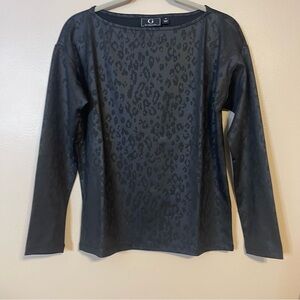 G by Giuliana Black Leopard Print Top Size XS